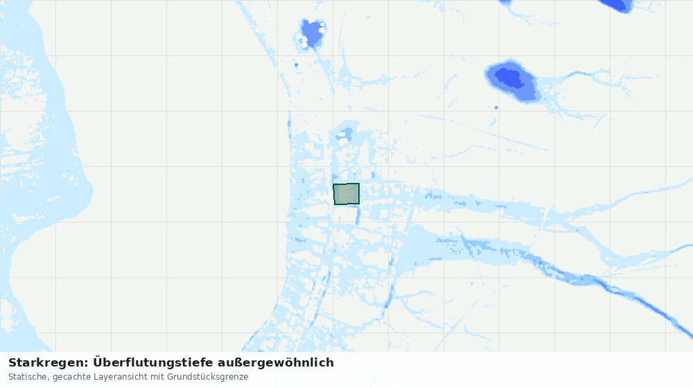 Statische Kartenansicht: Starkregen: Überflutungstiefe außergewöhnlich