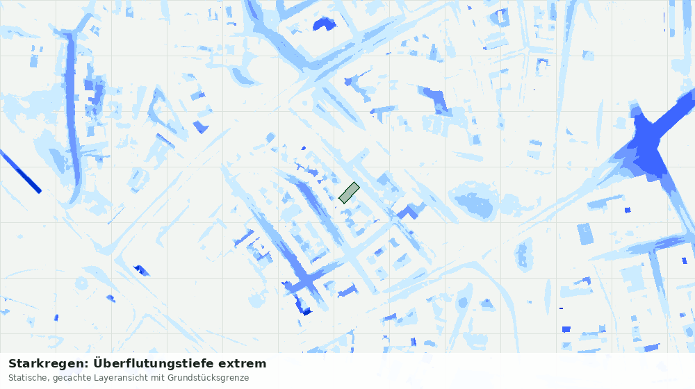 Statische Kartenansicht: Starkregen: Überflutungstiefe extrem
