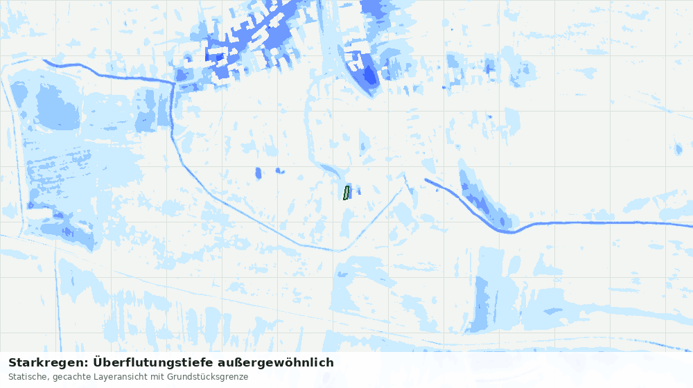 Statische Kartenansicht: Starkregen: Überflutungstiefe außergewöhnlich