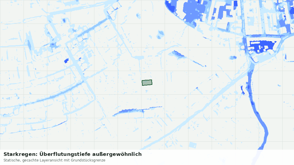 Statische Kartenansicht: Starkregen: Überflutungstiefe außergewöhnlich