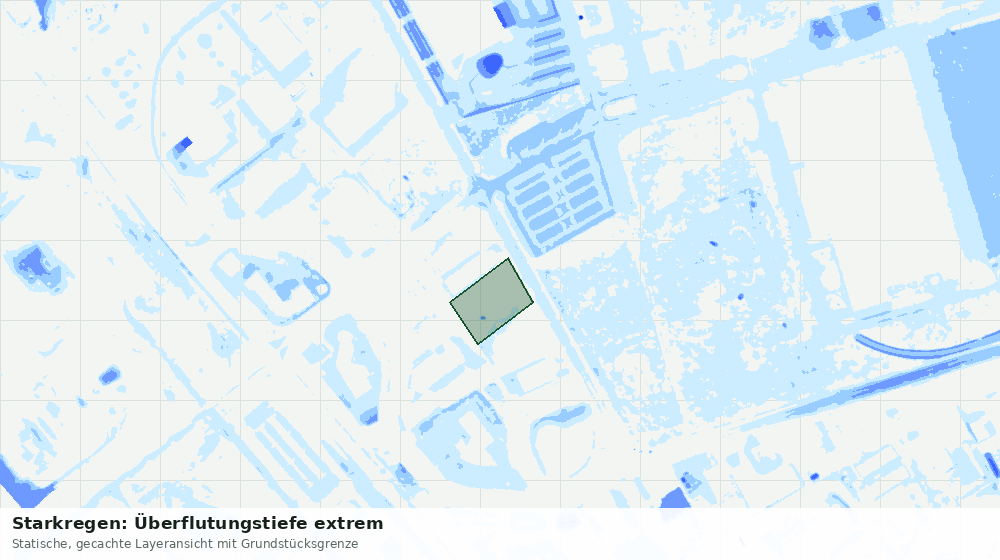 Statische Kartenansicht: Starkregen: Überflutungstiefe extrem