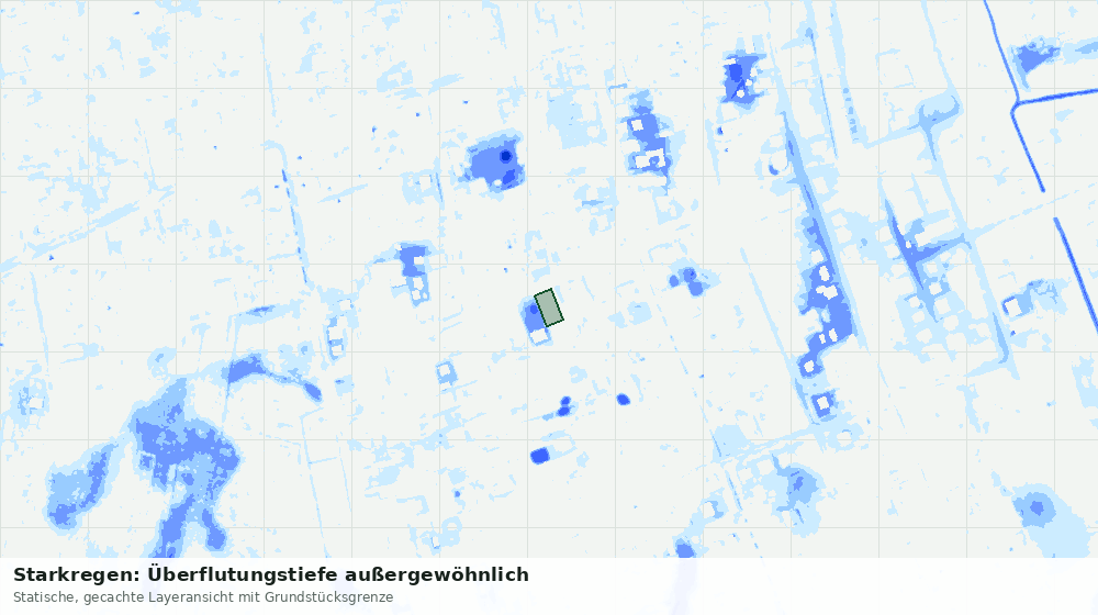 Statische Kartenansicht: Starkregen: Überflutungstiefe außergewöhnlich