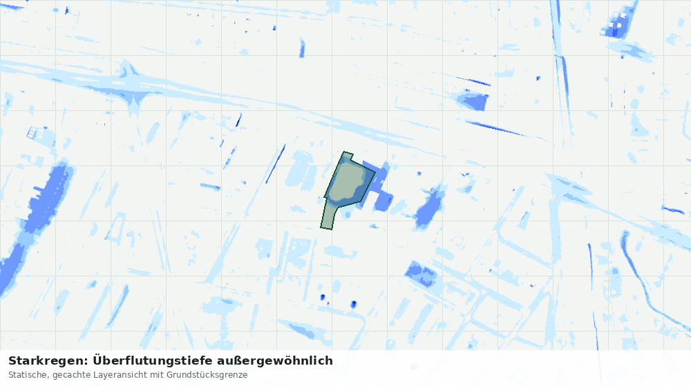 Statische Kartenansicht: Starkregen: Überflutungstiefe außergewöhnlich