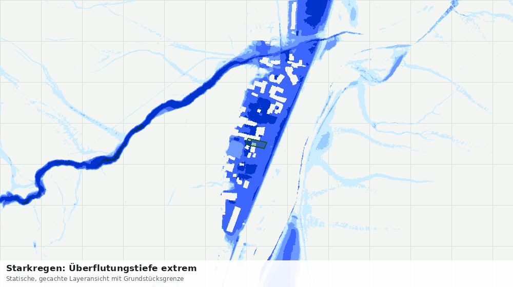 Statische Kartenansicht: Starkregen: Überflutungstiefe extrem