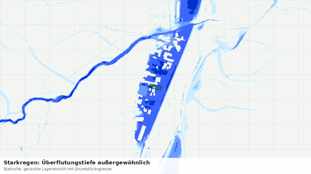 Statische Kartenansicht: Starkregen: Überflutungstiefe außergewöhnlich
