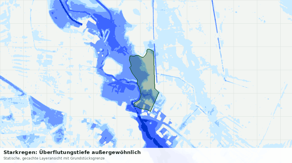 Statische Kartenansicht: Starkregen: Überflutungstiefe außergewöhnlich