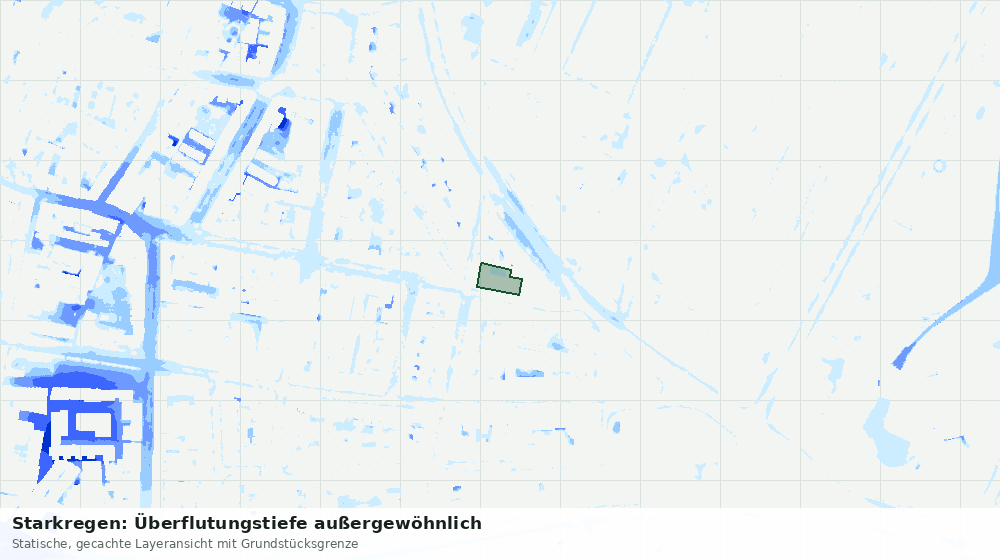 Statische Kartenansicht: Starkregen: Überflutungstiefe außergewöhnlich