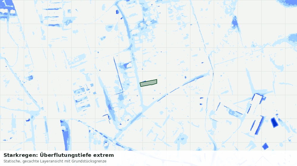 Statische Kartenansicht: Starkregen: Überflutungstiefe extrem