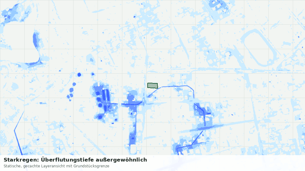 Statische Kartenansicht: Starkregen: Überflutungstiefe außergewöhnlich