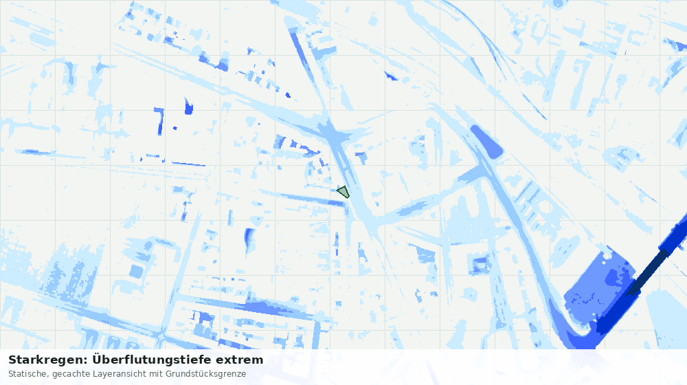 Statische Kartenansicht: Starkregen: Überflutungstiefe extrem