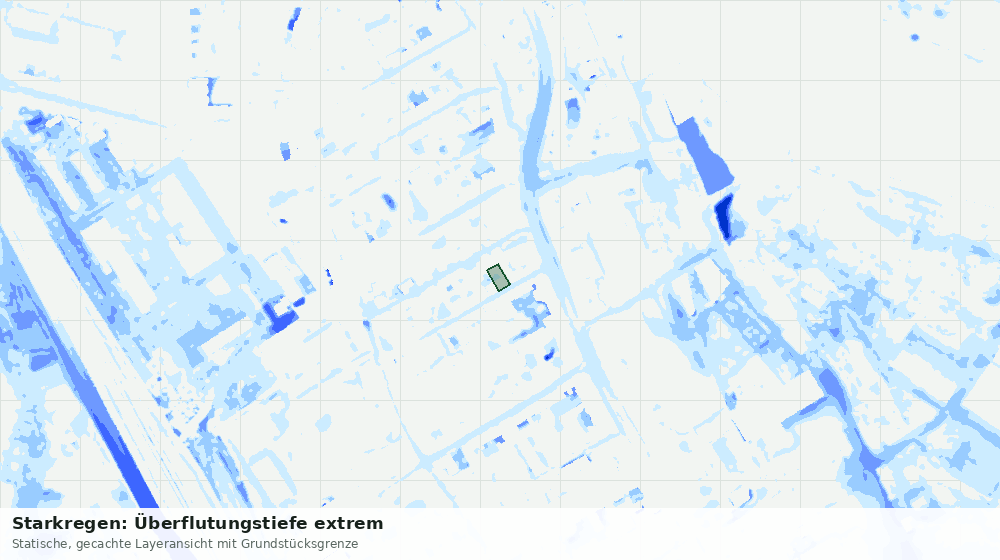 Statische Kartenansicht: Starkregen: Überflutungstiefe extrem