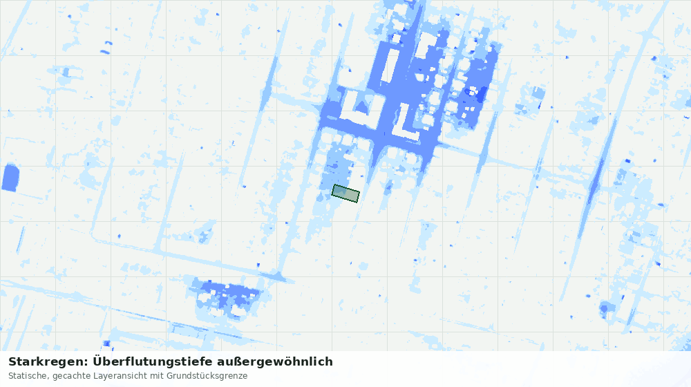 Statische Kartenansicht: Starkregen: Überflutungstiefe außergewöhnlich