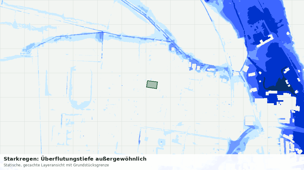 Statische Kartenansicht: Starkregen: Überflutungstiefe außergewöhnlich