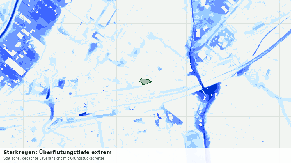 Statische Kartenansicht: Starkregen: Überflutungstiefe extrem