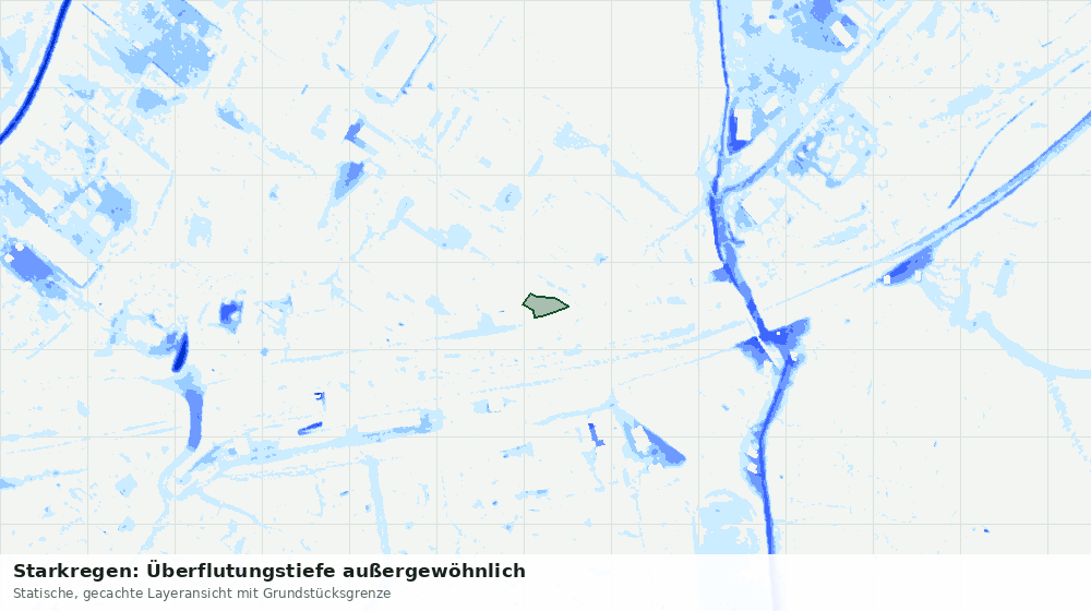 Statische Kartenansicht: Starkregen: Überflutungstiefe außergewöhnlich