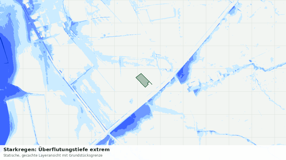 Statische Kartenansicht: Starkregen: Überflutungstiefe extrem
