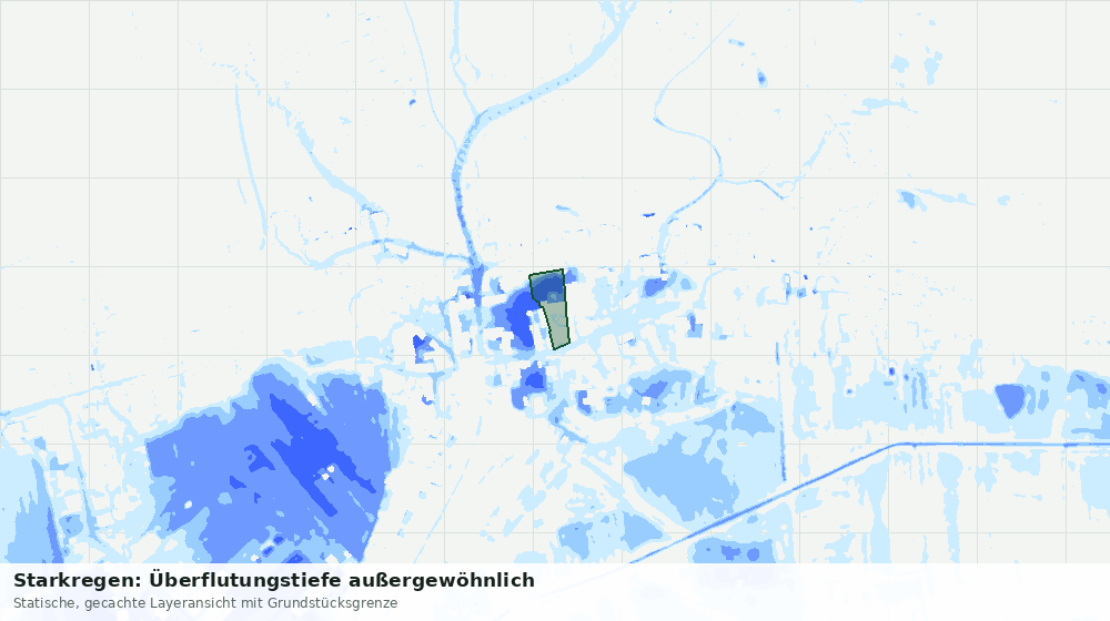 Statische Kartenansicht: Starkregen: Überflutungstiefe außergewöhnlich