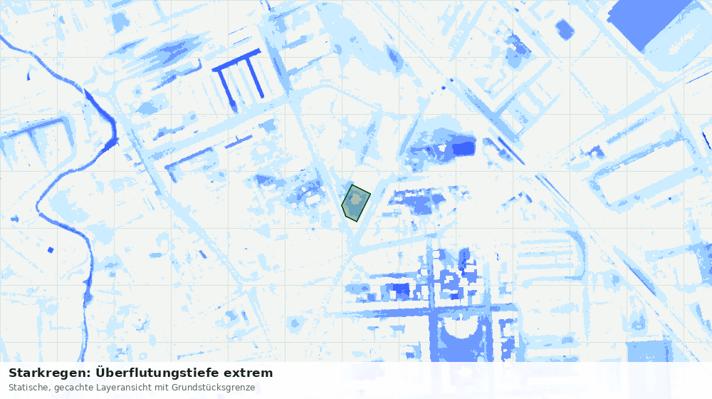 Statische Kartenansicht: Starkregen: Überflutungstiefe extrem