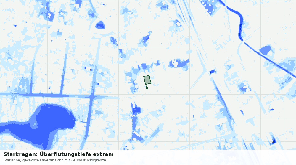 Statische Kartenansicht: Starkregen: Überflutungstiefe extrem