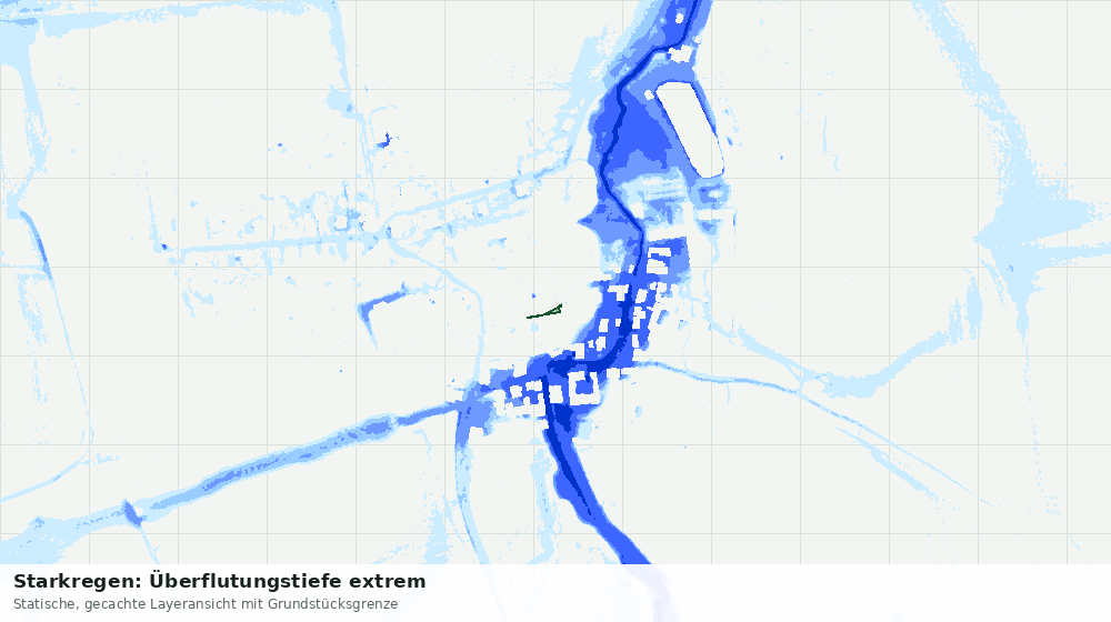 Statische Kartenansicht: Starkregen: Überflutungstiefe extrem