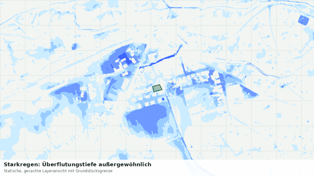 Statische Kartenansicht: Starkregen: Überflutungstiefe außergewöhnlich