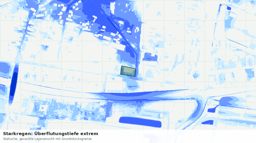 Statische Kartenansicht: Starkregen: Überflutungstiefe extrem