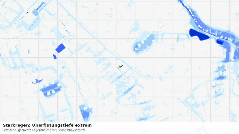 Statische Kartenansicht: Starkregen: Überflutungstiefe extrem