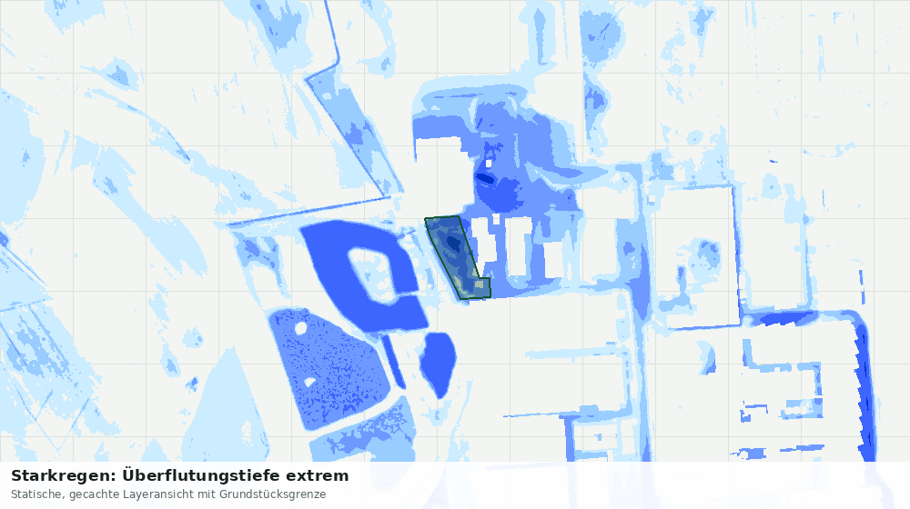 Statische Kartenansicht: Starkregen: Überflutungstiefe extrem