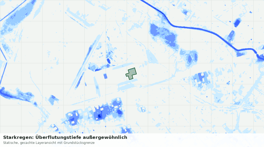 Statische Kartenansicht: Starkregen: Überflutungstiefe außergewöhnlich