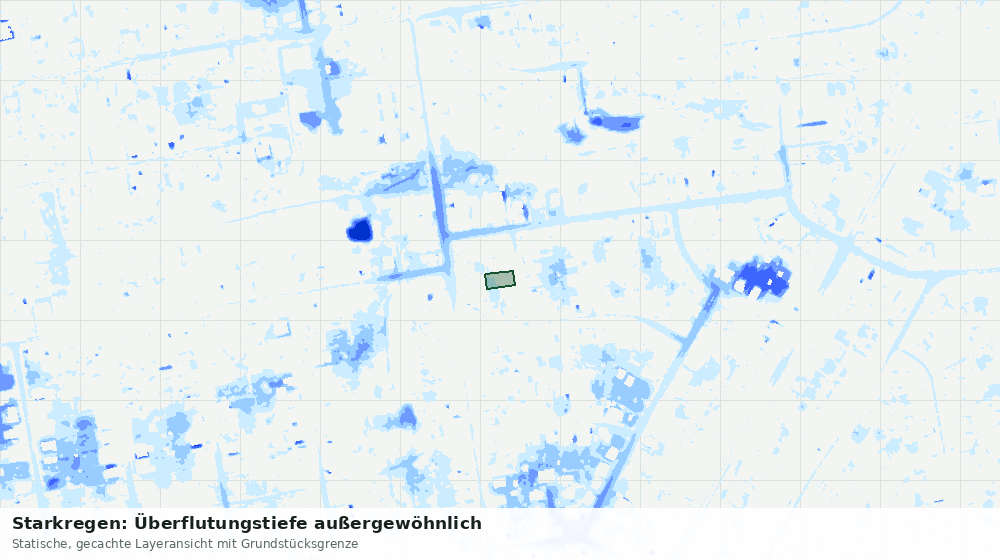 Statische Kartenansicht: Starkregen: Überflutungstiefe außergewöhnlich