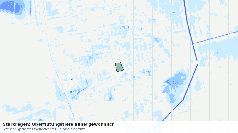 Statische Kartenansicht: Starkregen: Überflutungstiefe außergewöhnlich
