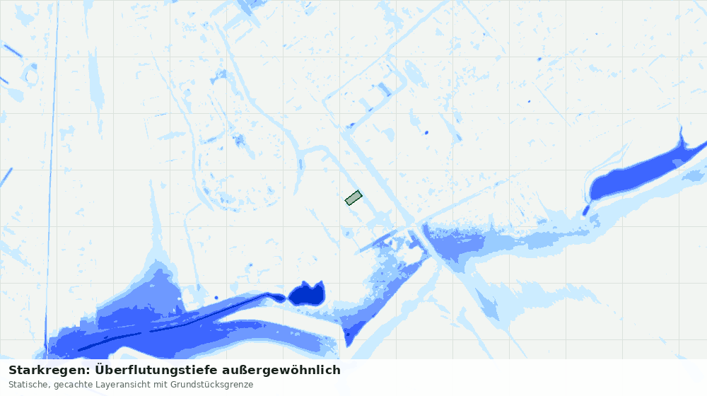 Statische Kartenansicht: Starkregen: Überflutungstiefe außergewöhnlich