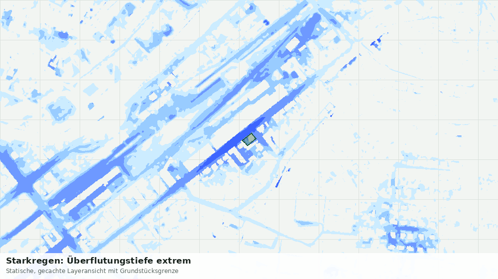 Statische Kartenansicht: Starkregen: Überflutungstiefe extrem