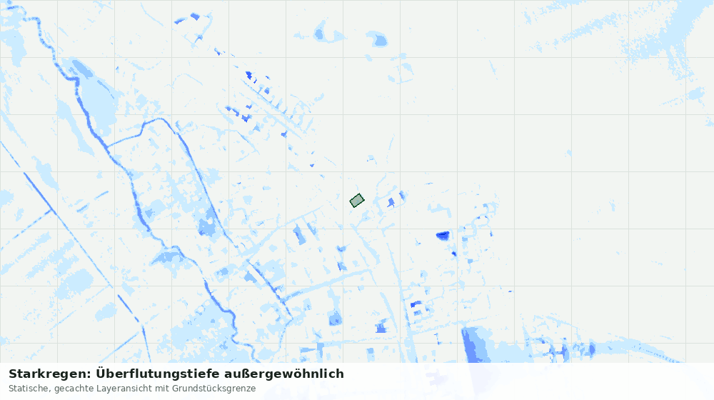 Statische Kartenansicht: Starkregen: Überflutungstiefe außergewöhnlich