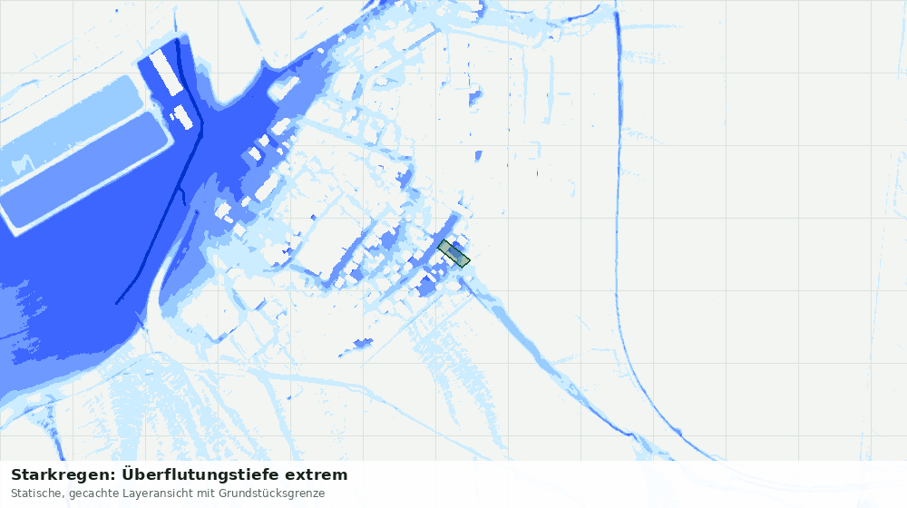 Statische Kartenansicht: Starkregen: Überflutungstiefe extrem