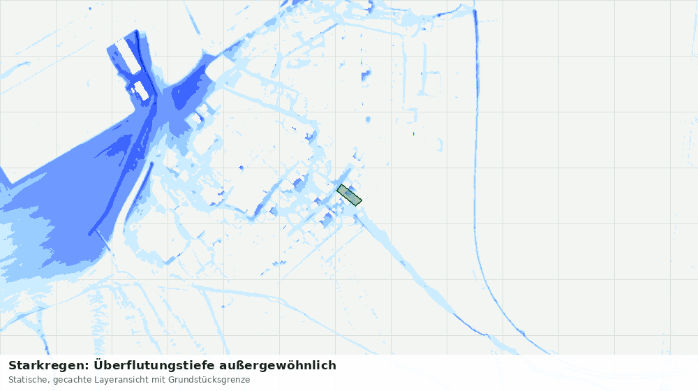 Statische Kartenansicht: Starkregen: Überflutungstiefe außergewöhnlich