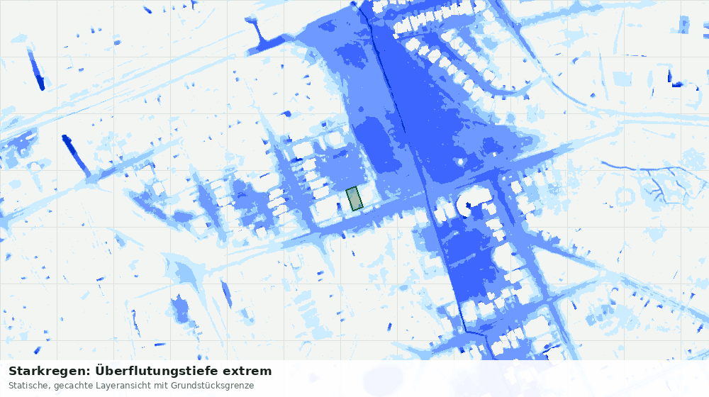 Statische Kartenansicht: Starkregen: Überflutungstiefe extrem