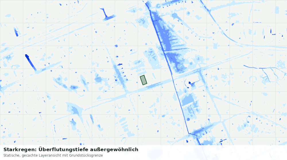 Statische Kartenansicht: Starkregen: Überflutungstiefe außergewöhnlich