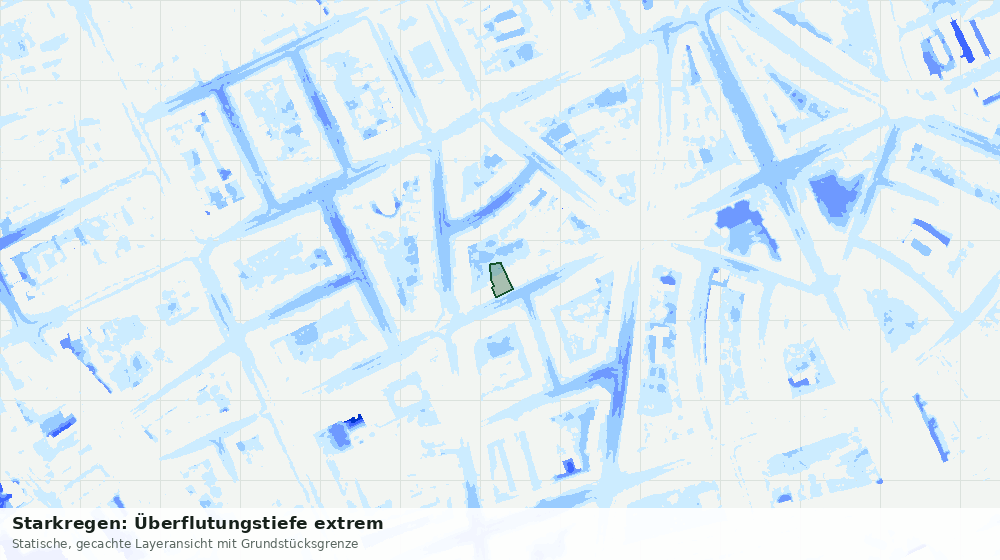 Statische Kartenansicht: Starkregen: Überflutungstiefe extrem