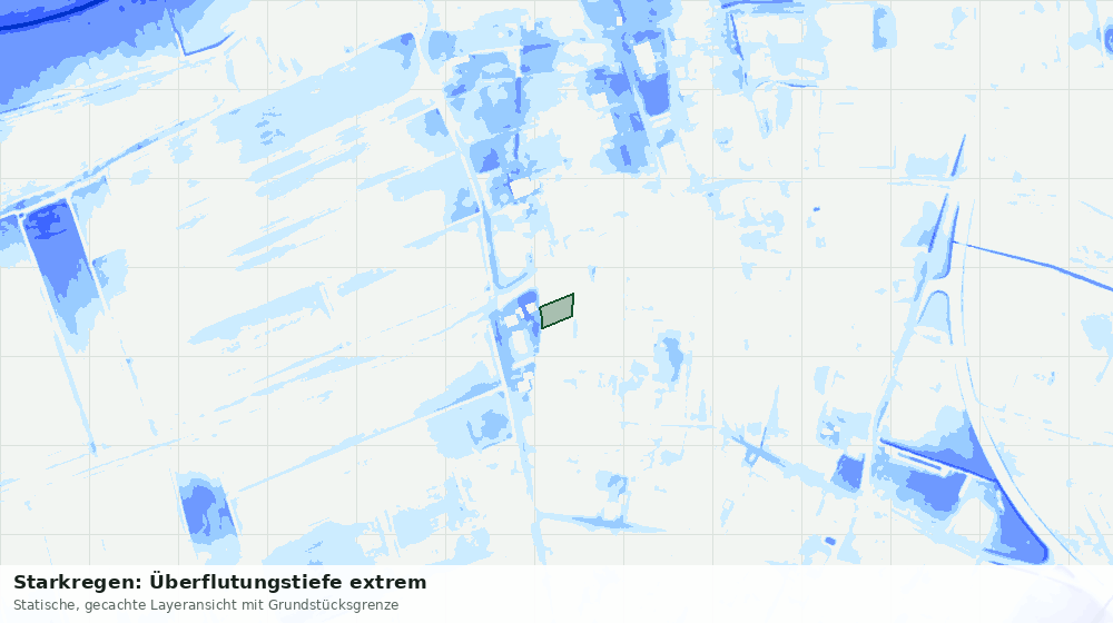 Statische Kartenansicht: Starkregen: Überflutungstiefe extrem