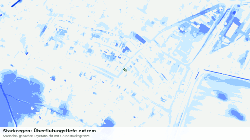 Statische Kartenansicht: Starkregen: Überflutungstiefe extrem