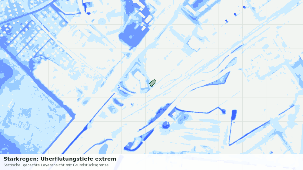 Statische Kartenansicht: Starkregen: Überflutungstiefe extrem