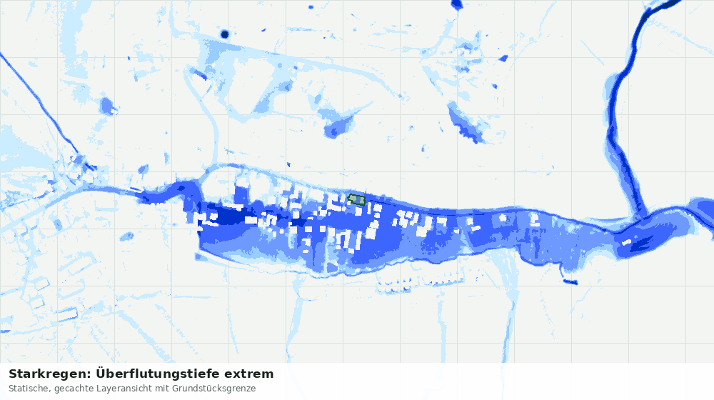 Statische Kartenansicht: Starkregen: Überflutungstiefe extrem