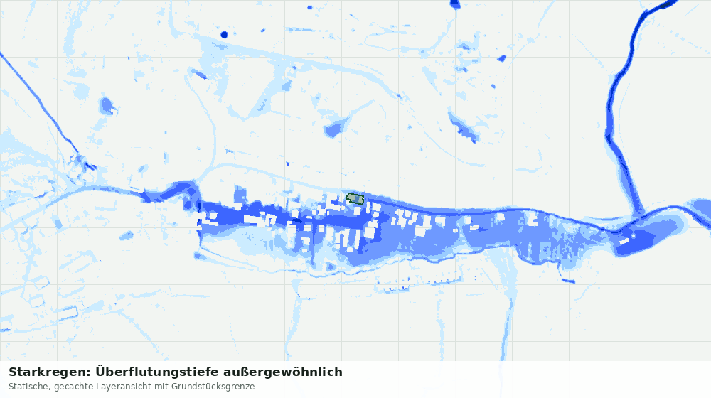 Statische Kartenansicht: Starkregen: Überflutungstiefe außergewöhnlich