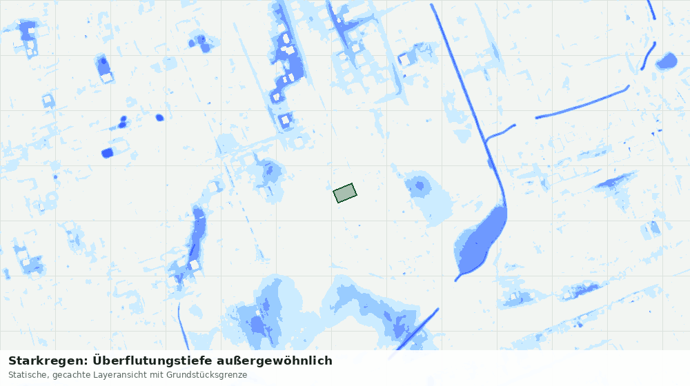 Statische Kartenansicht: Starkregen: Überflutungstiefe außergewöhnlich