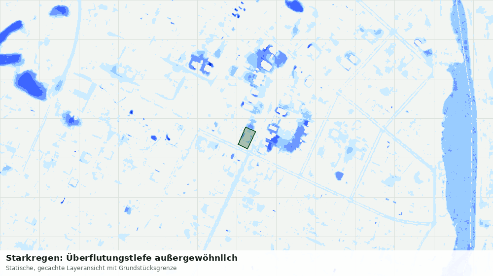 Statische Kartenansicht: Starkregen: Überflutungstiefe außergewöhnlich