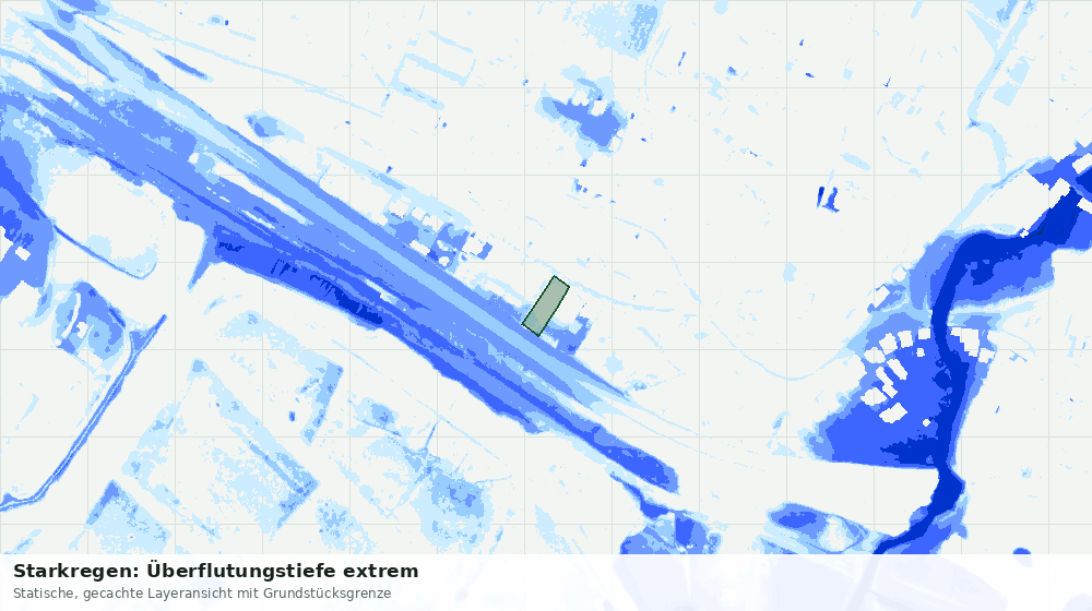 Statische Kartenansicht: Starkregen: Überflutungstiefe extrem