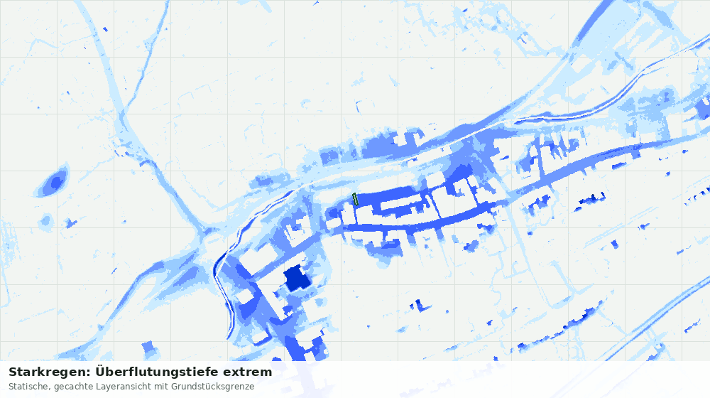 Statische Kartenansicht: Starkregen: Überflutungstiefe extrem
