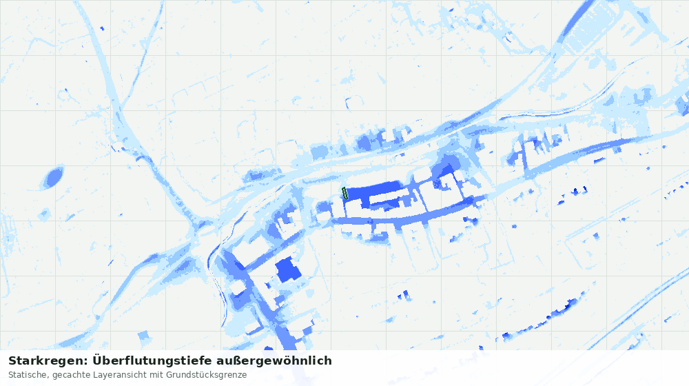 Statische Kartenansicht: Starkregen: Überflutungstiefe außergewöhnlich