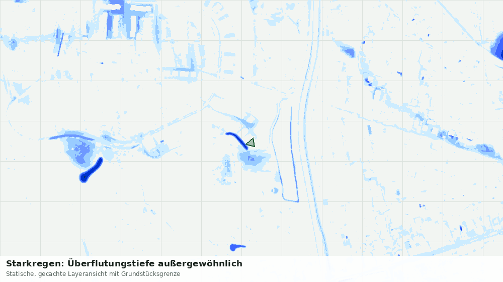 Statische Kartenansicht: Starkregen: Überflutungstiefe außergewöhnlich